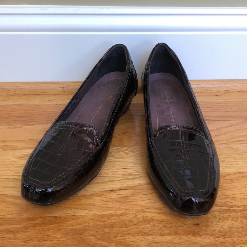 Clarks snakeskin loafers